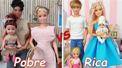 Familia de Muñecas Barbie Pobre Vs Familia de Muñecas Barbei Rica en