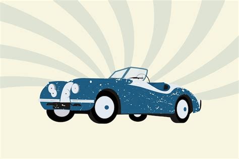 Coche Retro Azul En Estilo Vintage Vector Premium