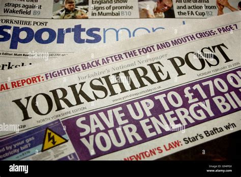 Closeup Of The Yorkshire Post Newspaper Its Monday Sports Section Hi