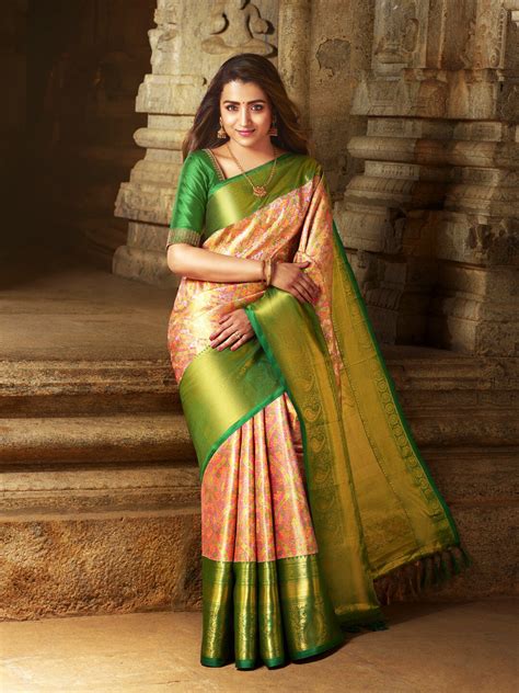 buy samudrika pattu pink green ethnic motifs zari pure silk