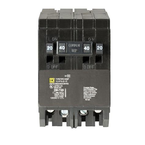 Square D Homeline (2) 20 Amp Single-Pole (1) 40 Amp 2-Pole Quad Tandem Circuit Breaker ...