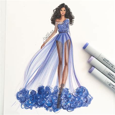 A Violet Morning Sketched With Copicmarker Fashionsketch