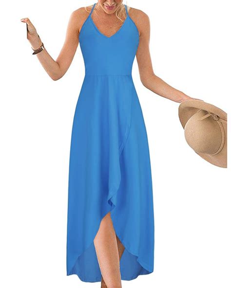 KILIG Women S V Neck Sleeveless Casual Summer Sundresses Asymmetrical