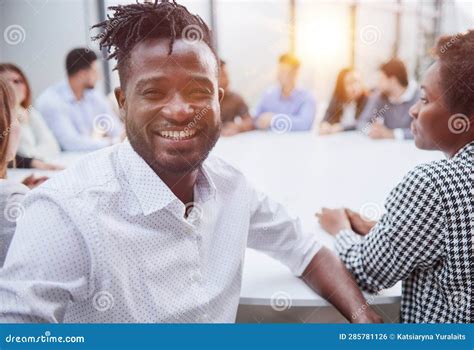 Business Leadership. Serious Businessman Standing in Front of His Business Team in a Modern ...