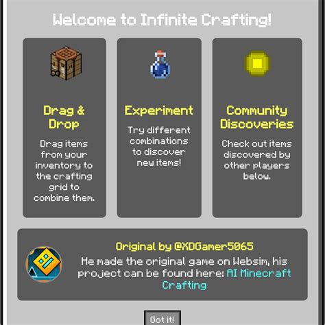 Infinite Crafting Table