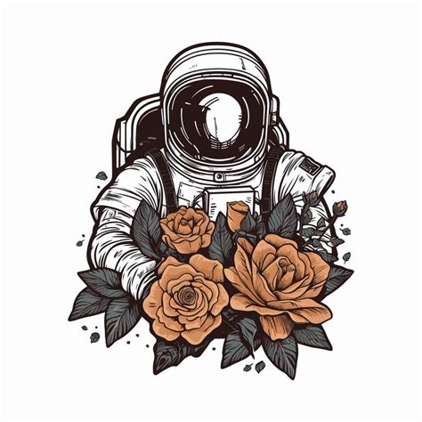 Astronaut handdrawn logo design illustration 23521826 Vector Art at ...