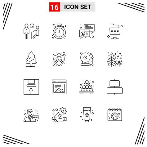 User Interface Pack of 16 Basic Outlines of folder network mobile