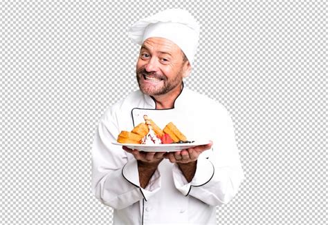 Premium PSD Middle Age Man Chef Concept And Waffles Sport Coach