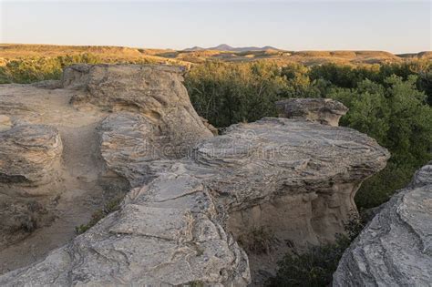 Hoodoos at Writing on Stone Provincial Park Stock Image - Image of writing, sunset: 309543499