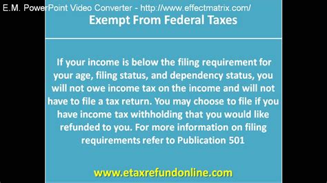 Exempt From Federal Taxes Youtube