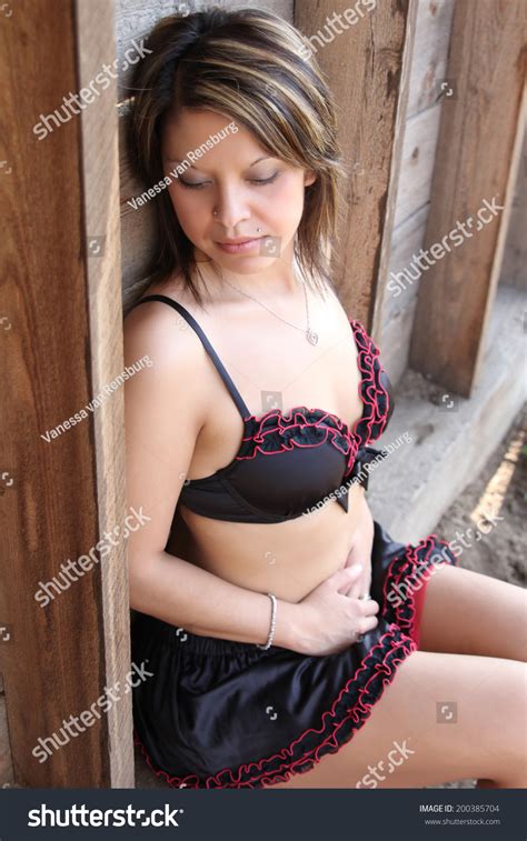Beautiful Brunette Lingerie Against Textured Background Stock Photo Shutterstock