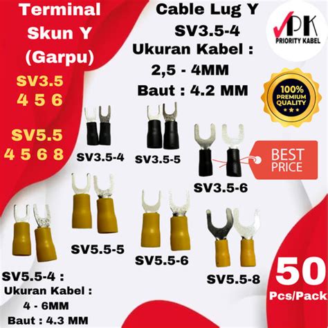 Jual Terminal Kabel Skun Y Garpu Fork Lotus Sv35 4 And Sv55 4 25 4 And 4