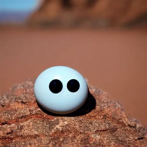 A Smooth Stone That Has Googly Eyes On A Desert Stable Diffusion