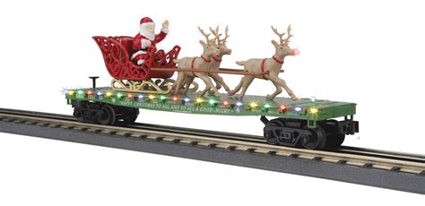 O Scale Toys Mth Gauge Railking Flat Car W Lighted Santa Sleigh