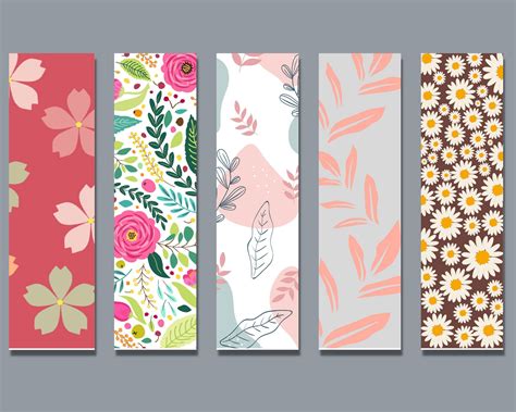 Printable Bookmark, Digital Product, Set of Five, Digital Bookmark ...