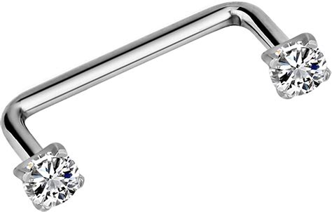 G Mm Mm Surgical Steel Cz Crystal Staple Surface Piercing Barbell