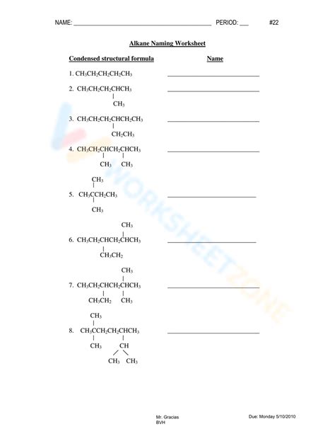 Coschemistry Lesson Naming Alkanes Worksheets Library