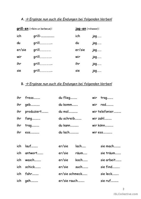 Regelmäßige Verben Im Präsen Deutsch Daf Arbeitsblätter Pdf And Doc