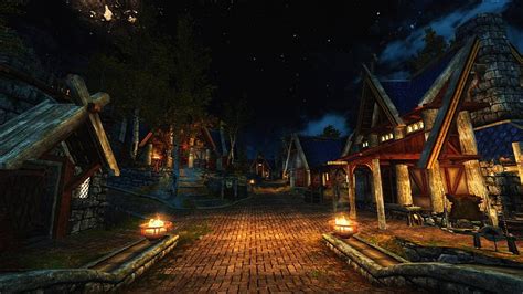 Skyrim Landscape Pc Whiterun At Night Skyrim Hd Wallpaper Pxfuel