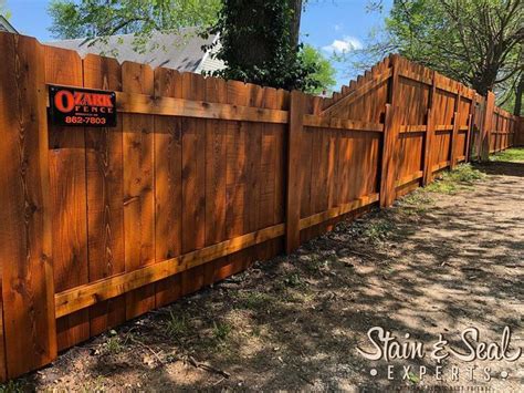 Ozark Fence Did A Great Job On This Cedar Fence They Used Stain And Seal Experts Pecan Fence