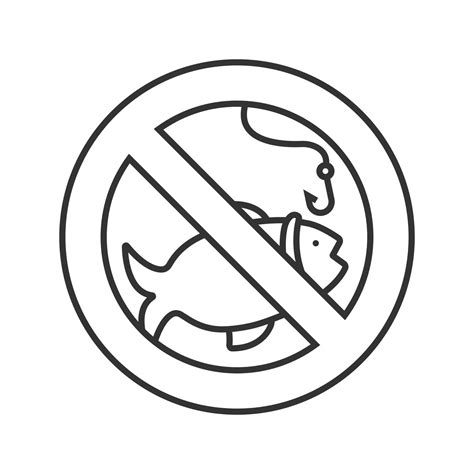 Forbidden Sign With Fish Linear Icon Thin Line Illustration No