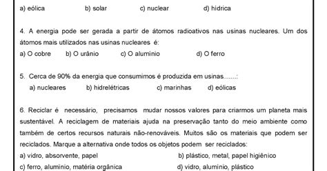 Educa X Atividades Ciências 6 Ano Atmosfera