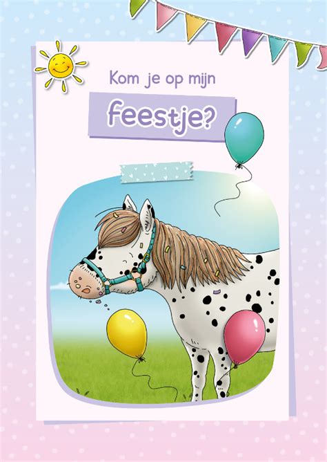 Stip De Pony Uitnodiging Kinderfeestjes Kaartje Go