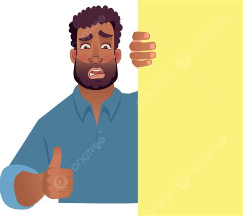 African Man Holding Blank Banner Poster Holding Character Vector