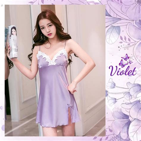 Jual Violet Lingerie Set G String Baju Tidur Seksi Model White Bordir