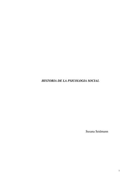 Historia Psico Social Susana Seidmann Historia De La Psicologia