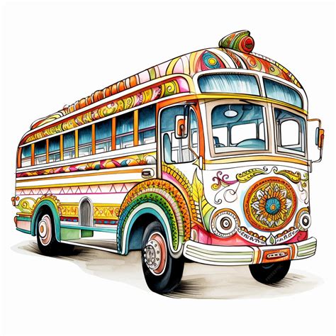 Premium AI Image | brightly colored bus with a colorful design on the ...