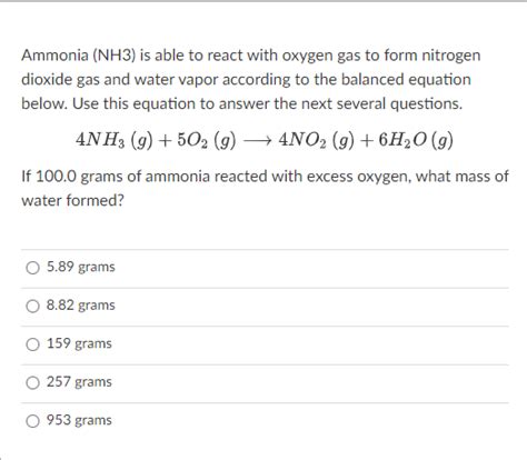 Solved Ammonia Nh3 Is Able To React With Oxygen Gas To