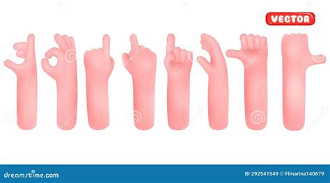 Hands Set Of Realistic D Design In Cartoon Style Stock Illustration