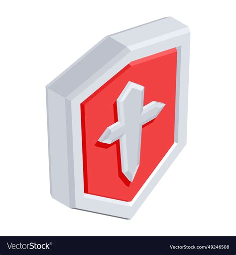 Premium Isometric Icon Of Cross Shield Royalty Free Vector