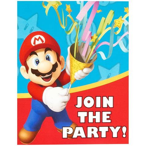 Super Mario Party Invitations, 8pk - Walmart.com