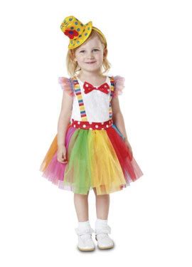 Costume Da Pagliaccio Arcobaleno Per Bambina