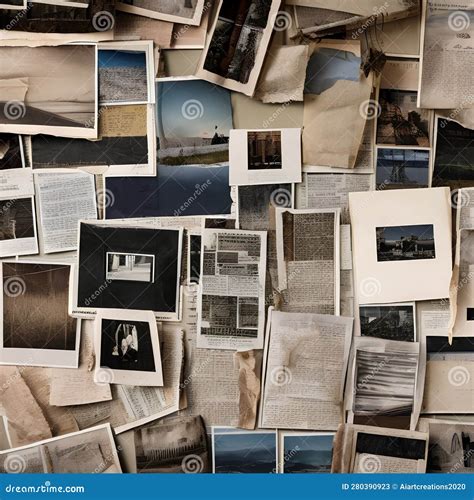 A Collage Of Torn Magazine Pages, Vintage Photographs, And Handwritten