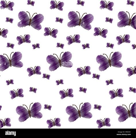 Cute Purple Butterfly Seamless Pattern Stock Vector Image And Art Alamy