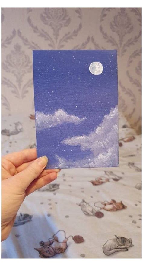 Acrylic moon – acrylic painting – moon art – clouds – sky #cloud # ...