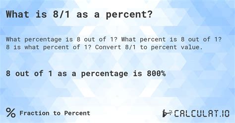 8.0 Ou 8.1 Qual A Diferença - What is 8/1 as a percent? - Calculatio