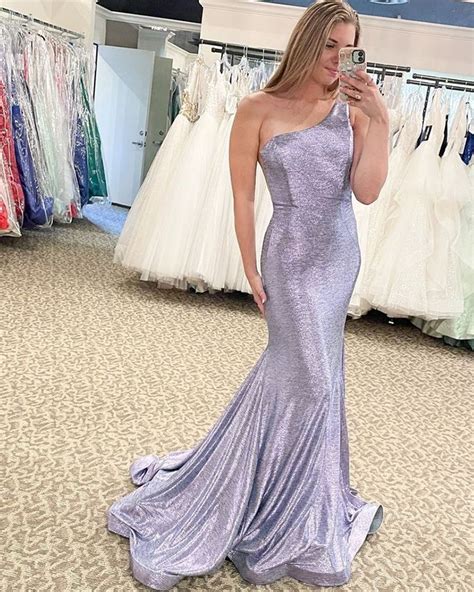 One Shoulder Silver Sequin Mermaid Prom Dress Pd Formal Dresses