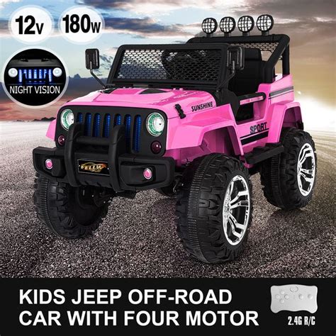 Kids Ride On Car Remote Control Electric Off Road Truck Jeep Wbuilt In