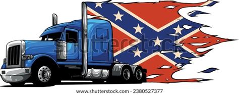 Illustration Semi Truck Confederate Flag Stock Vector (Royalty Free ...