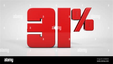 31% red text isolated on white background, 3d render illustration Stock ...