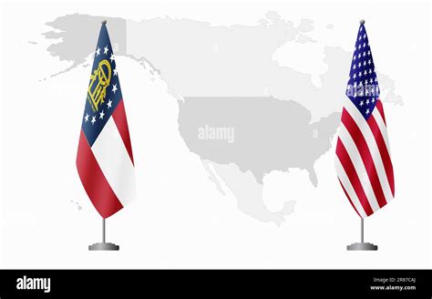 Georgia Us And Usa Flags For Official Meeting Against Background Of