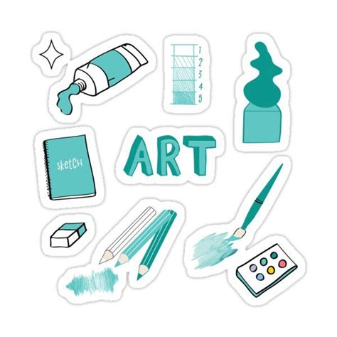 Teal Art School Subject Sticker Pack Sticker By The Goods Portadas