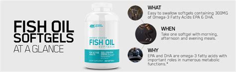 Optimum Nutrition Omega 3 Fish Oil, 300MG, Brain Support Supplement ...