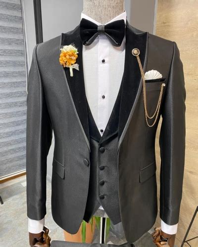 Black Velvet Shawl Lapel Wedding Tuxedo For Men Gentwith