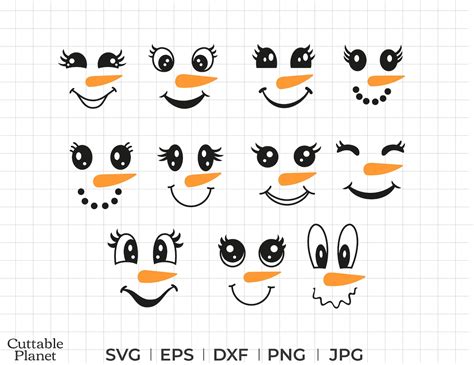 Snowman Face Svg for Cricut, Cricut Snowman Face Svg, Dxf, Eps, Png ...