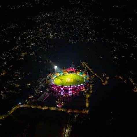 HPCA Cricket Stadium Dharamshala glowing in Night : r/IncredibleIndia